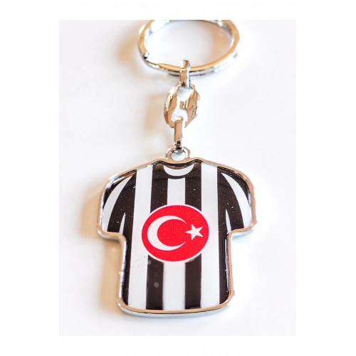 Siyah Beyaz Takım Formalı Metal Anahtarlık