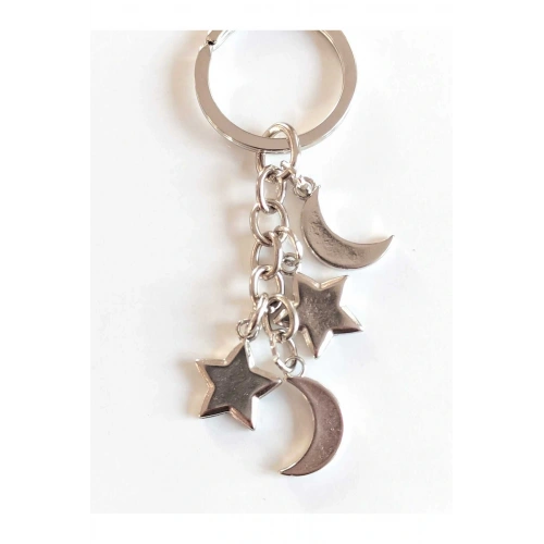 Ay ve Yıldızlardan Oluşan Metal Anahtarlık