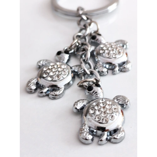 Gümüş Renkli Kaplumbağalar Metal Anahtarlık