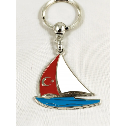 Yelkenli Tekne Metal Anahtarlık