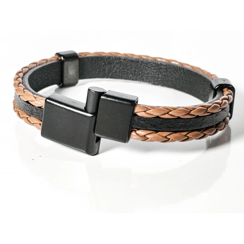 Kahverengi Örme Erkek Deri Bileklik