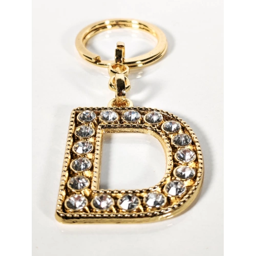 Taşlı D Harfi Gold Metal Anahtarlık – Kişisel Anlam, Zarif Işıltı ve Şık Tasarım