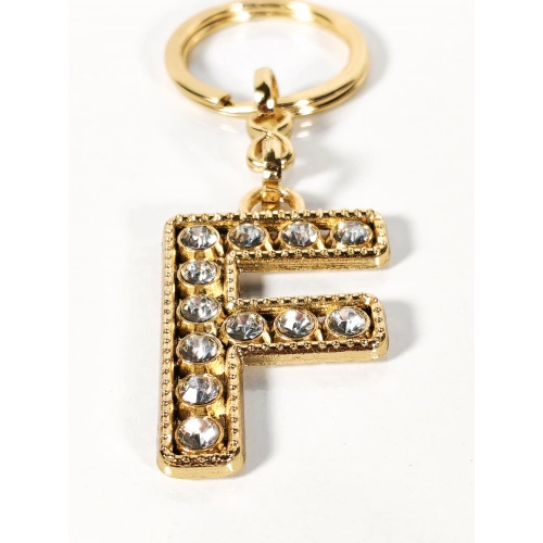 Taşlı F Harfi Gold Metal Anahtarlık – Kişisel Dokunuş, Şık Işıltı ve Zamansız Stil