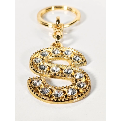 Taşlı S Harfi Gold Metal Anahtarlık – Kişisel Zarafet, Işıltılı Tasarım ve Şık Dokunuş