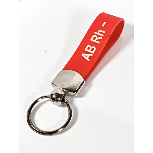AB Rh(-) Negatif Kan Grubu Silikon Anahtarlık – Acil Durumlar İçin Hayati Bilgi