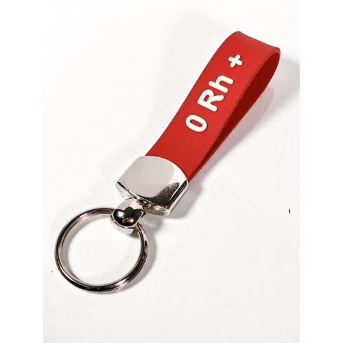 0 Rh(+) Pozitif Kan Grubu Silikon Anahtarlık – Acil Durumlar İçin Hayati Bilgi