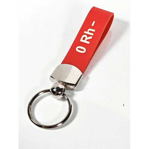 0 Rh(-) Negatif Kan Grubu Silikon Anahtarlık – Acil Durumlar İçin Hayati Bilgi