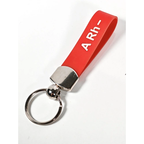 A Rh(-) Negatif Kan Grubu Silikon Anahtarlık – Acil Durumlar İçin Hayati Bilgi