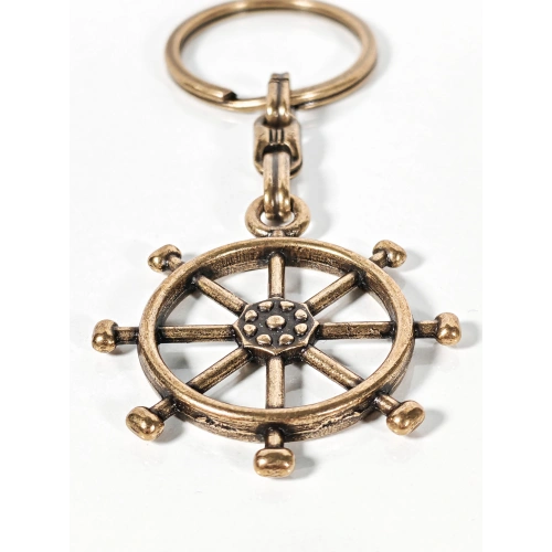 Antik Bronz Dümen Figürlü Metal Anahtarlık – Yön Bulma, Kontrol ve Deniz Ruhu