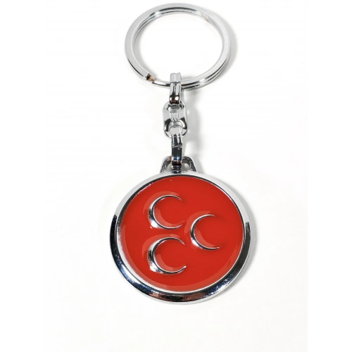 Kırmızı Üç Hilal Figürlü Metal Anahtarlık – Tarihi Sembol ve Güçlü Duruşun Birleşimi