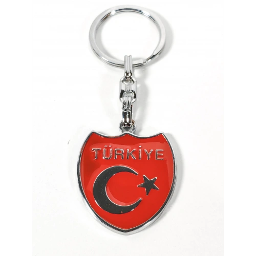 Türkiye Yazılı Ay Yıldız Figürlü Kırmızı Metal Anahtarlık – Sade, Net ve Güçlü Bir Duruş