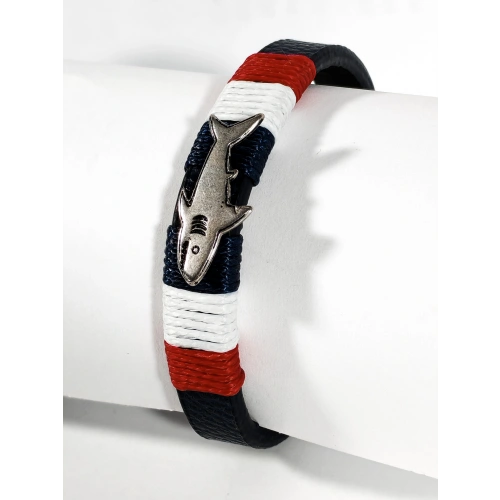 Deniz Temalı Köpekbalığı Figürlü Deri Bileklik – Güç, Cesaret ve Özgür Ruh