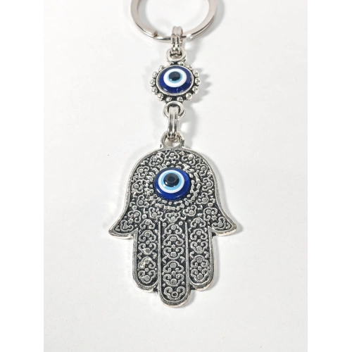 Nazar Boncuklu Fatma Ana Eli Figürlü Anahtarlık – Koruma, Şans ve Pozitif Enerji