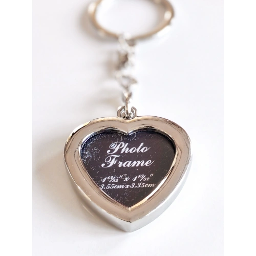 Altın Sarısı Kalp Şekilli Metal Fotoğraf Çerçeveli Anahtarlık