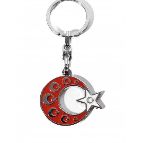 Kabartmalı Ay Yıldızlı Metal Anahtarlık