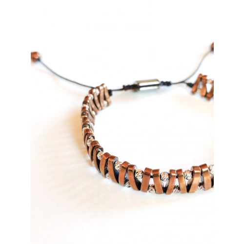 Bakır Hematit Taşlı Ayarlanabilir Erkek Bileklik