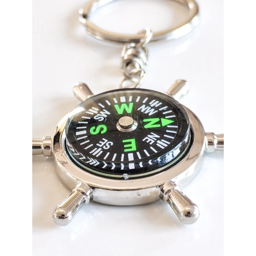 Çalışır Pusula Metal Anahtarlık