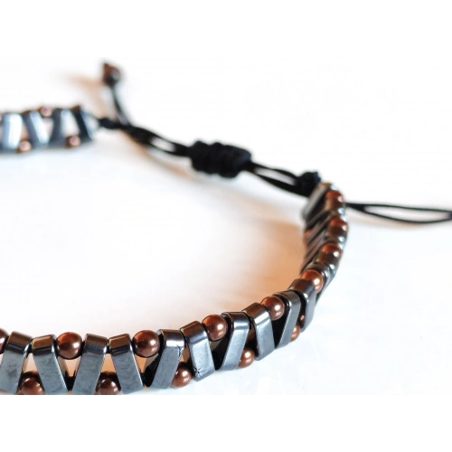 Gri Hematit Taşlı Ayarlanabilir Erkek Bileklik