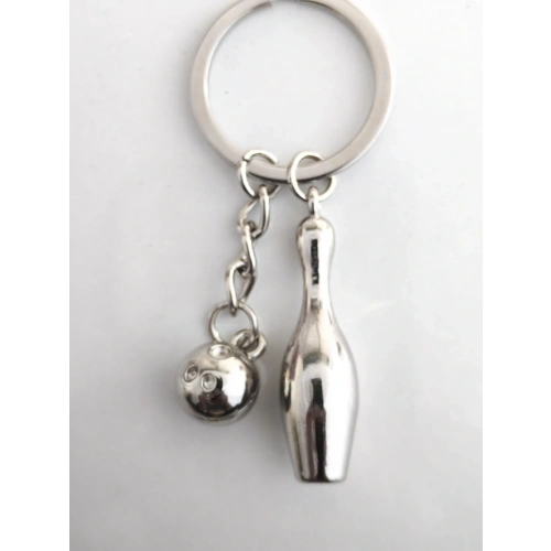 Gümüş Renkli Bowling Topu ve Labut Metal Anahtarlık