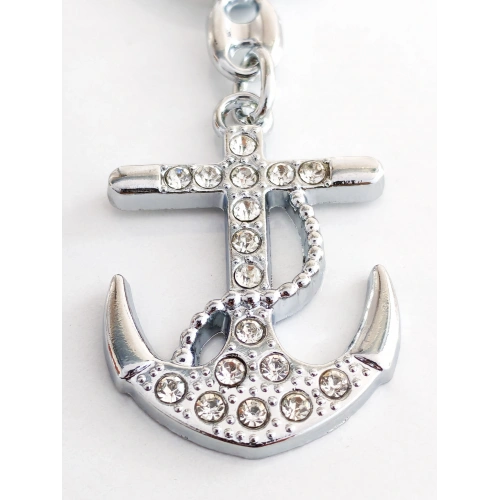 Gümüş Renkli Taşlı Zarif Metal Çapa Anahtarlık