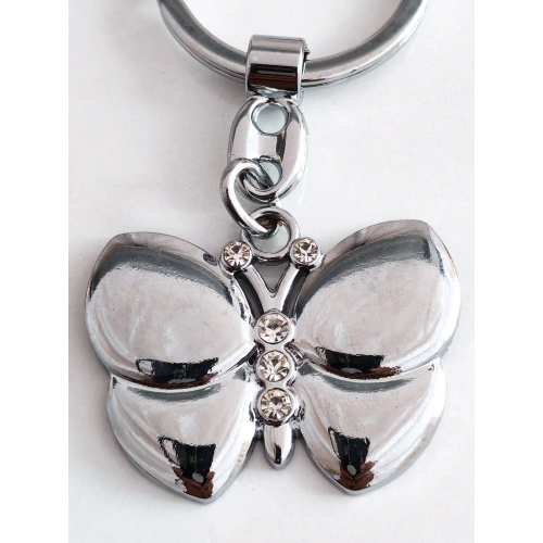 Gümüş Renkli Üç Boyutlu Kelebek Metal Anahtarlık