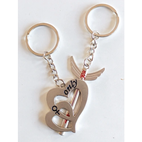 Kalp ve Kılıç İkiz Metal Anahtarlık