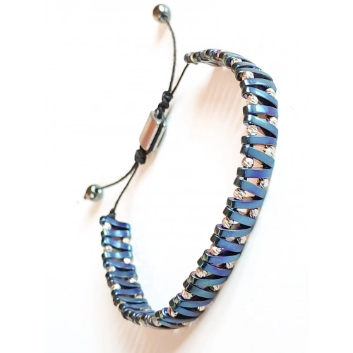 Mavi Hematit Taşlı Ayarlanabilir Erkek Bileklik