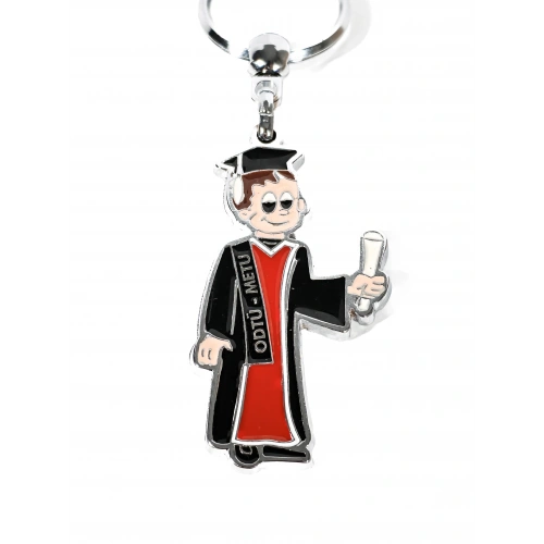 Mezun Erkek Öğrenci Metal Anahtarlık