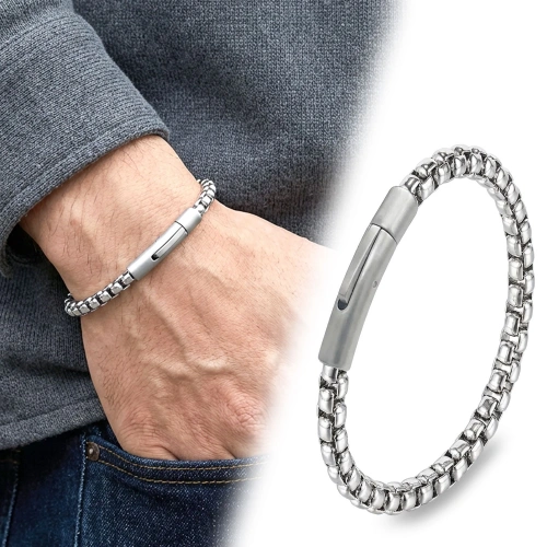 Moncuk Design  Tekli 4mm Arnavut Model Çelik Zincir Erkek Bileklik – Çelik Kilitli 33515B2D6
