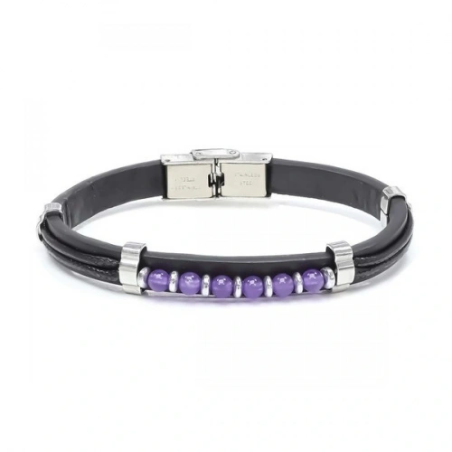 Moncuk Design Ametist Taşlı Deri Bileklik 33511G6D3M