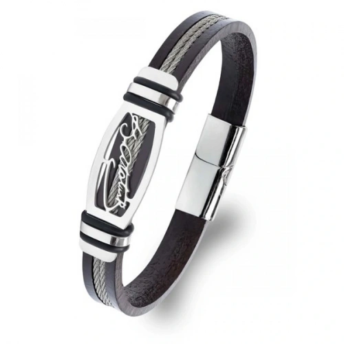 Moncuk Design Atatürk İmzalı Çelik Halatlı Erkek Deri Bileklik 33514B17D2