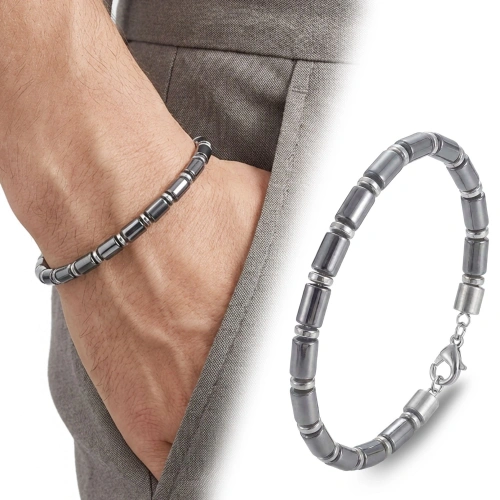 Moncuk Design Boru Hematit Ayaranabilir Çelik Zincir Bileklik 33512B10D6