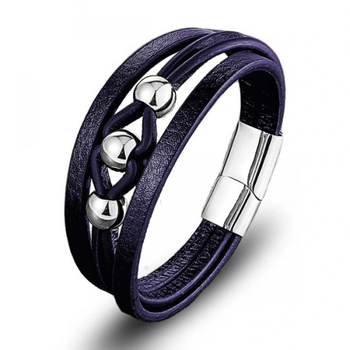 Moncuk Design Çelik Top Ve Lacivert Deri Bileklik 33514B8D3