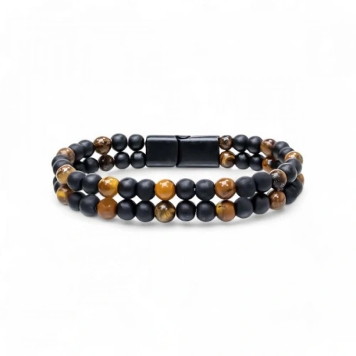 Moncuk Design Çift Oniks Ve Kaplangözü Çelik Bileklik 33512B20D4