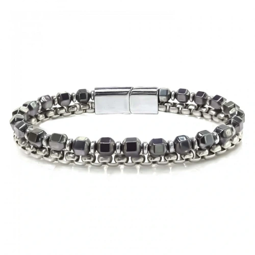 Moncuk Design Elmas Kesim Hematit Ve Çelik Zincir Bileklik 33512B21D1