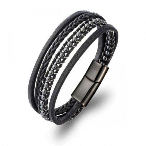 Moncuk Design Hematit Doğaltaş Ve Deri Çoklu Bileklik 33512B9D21