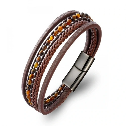 Moncuk Design Kaplan Gözü Doğaltaş Ve Deri Bileklik 33512B9D12