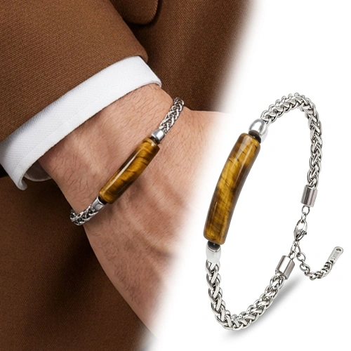 Moncuk Design Kaplangözü Doğal Taşlı Ve Ayarlanabilir Çelik Zincir Bileklik 33512B15D3