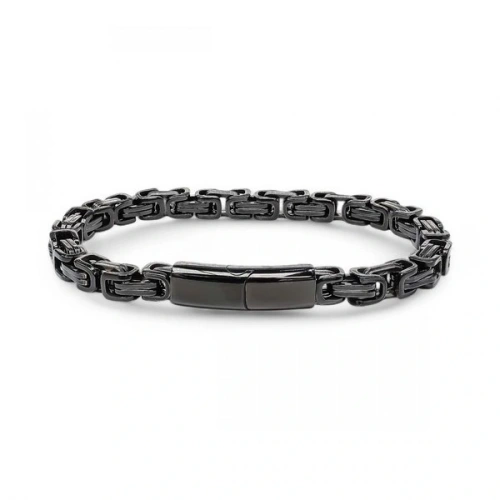 Moncuk Design Kilit Mekanizmalı Siyah Kral Zincir Bileklik 6Mm 3351CZB1D93