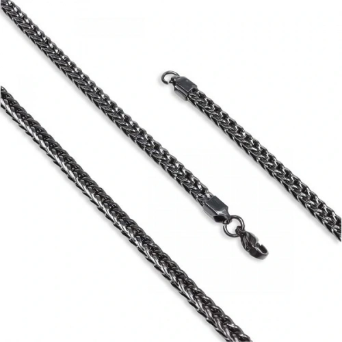 Moncuk Design Köşeli Kral Bakla Örgülü Çelik Kolye 4Mm 3351CEK026