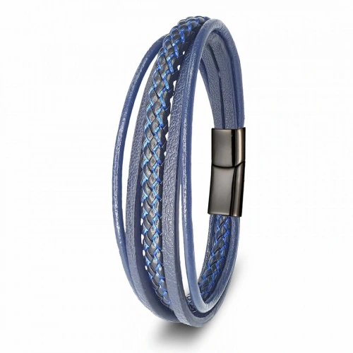 Moncuk Design Mavi Siyah Çoklu Deri Bileklik 33513B2D7