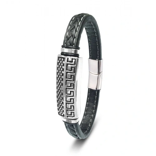 Moncuk Design Motif Çelik Ve Deri Billeklik 33511B2D14