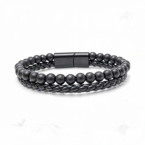 Moncuk Design Oniks Doğaltaş Ve Deri Erkek Bileklik 33512B7D1