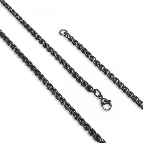 Moncuk Design Siyah Renk Çelik Kolye 4Mm 3351CEK016