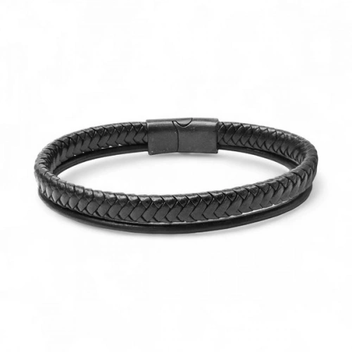 Moncuk Design Siyah Renk Çoklu Deri Bileklik 33513B5D1