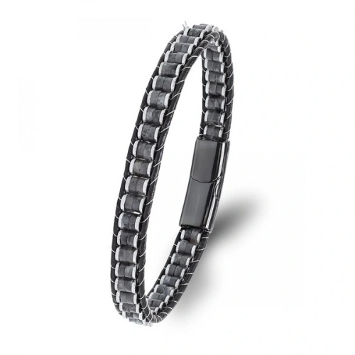 Moncuk Design Spektrolit & Hematit Çelik Örgülü Deri Bileklik 33512B22D9