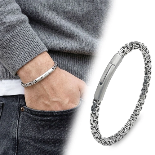 Moncuk Design Tekli 4mm Kral Model Çelik Zincir Erkek Bileklik – Çelik Kilitli 33515B2D5