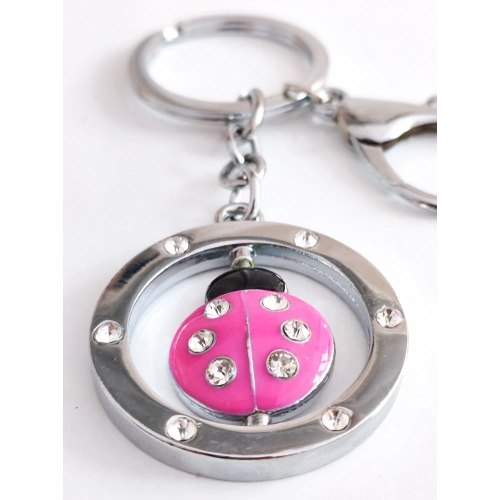 Ortası Hareketli Uğur Böceği Halka Metal Anahtarlık