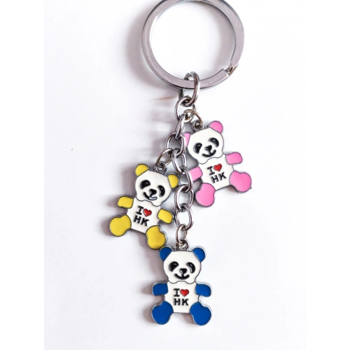 Pembe Sarı ve Mavi Renkli 3 Ayıcıklı Metal anahtarlık