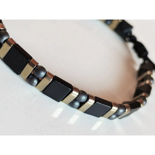 Siyah Hematit Taşlı Ayarlanabilir Erkek Bileklik